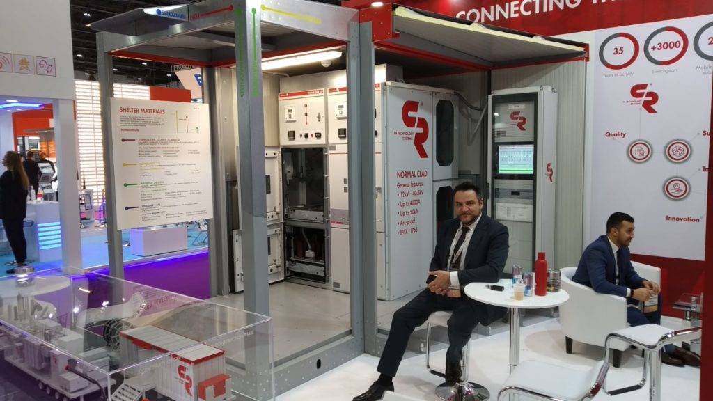 Overview of C.R. Technology Systems staff and our compact substation  containing  MT Normal Clad switchgear and SCADA system at Middle East Energy 2020.
