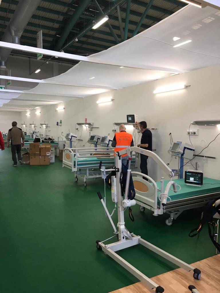 ICU and semi-intensive beds are ready host coronavirus patients at Bergamo Field Hospital