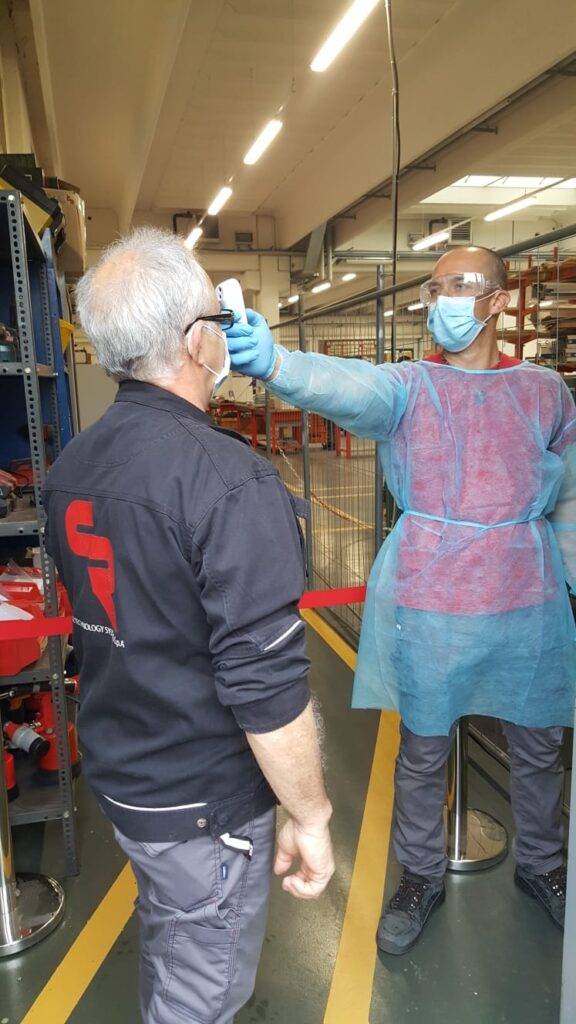 Body temperature control before entering the workplace