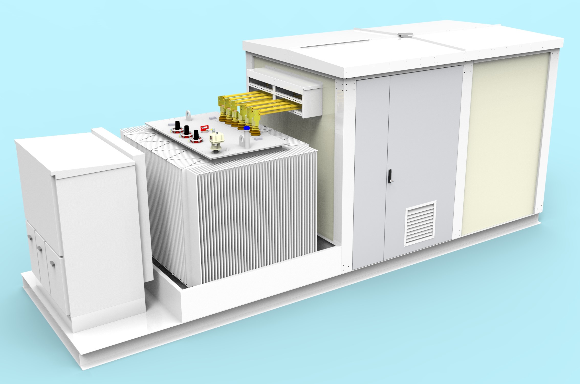 We are working on n. 12 transformation cabins STC-Skid 6MVA 30/0,8-0,8kV for a photovoltaic system in Spain.