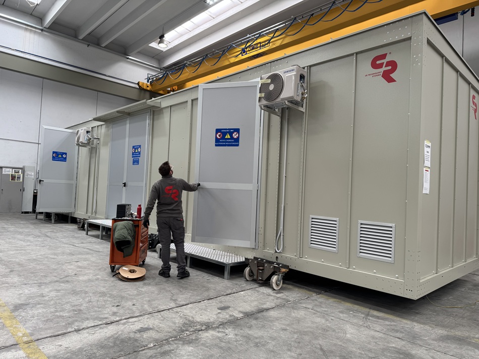 MV switchroom eHouse equipped with switchgear for agrivoltaic for Montalto di Castro in Italy Lazio region